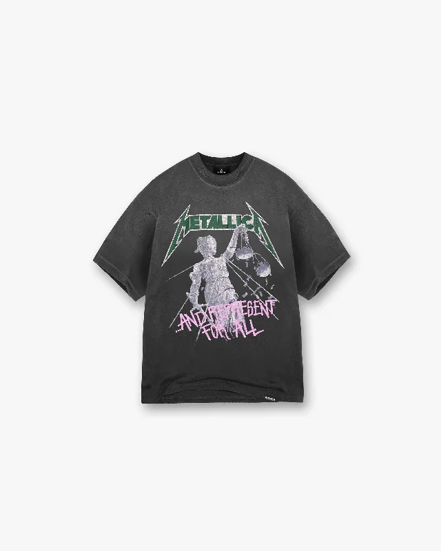 Women's Seasonal Clothes Represent X Metallica Justice T-Shirt - Stained Black