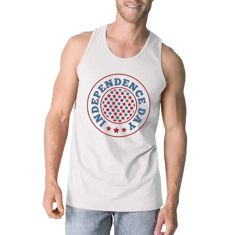 Affordable Luxury Fashion Independence Day Mens White Crewneck Cotton Graphic Tanks For Him