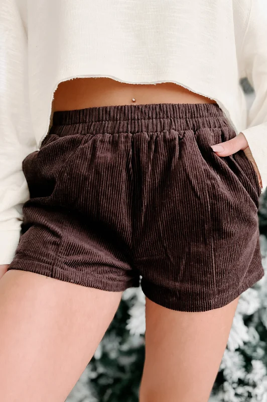 Break Fashion Norms Acceptable Compromise Corduroy Shorts (Dark Chocolate)