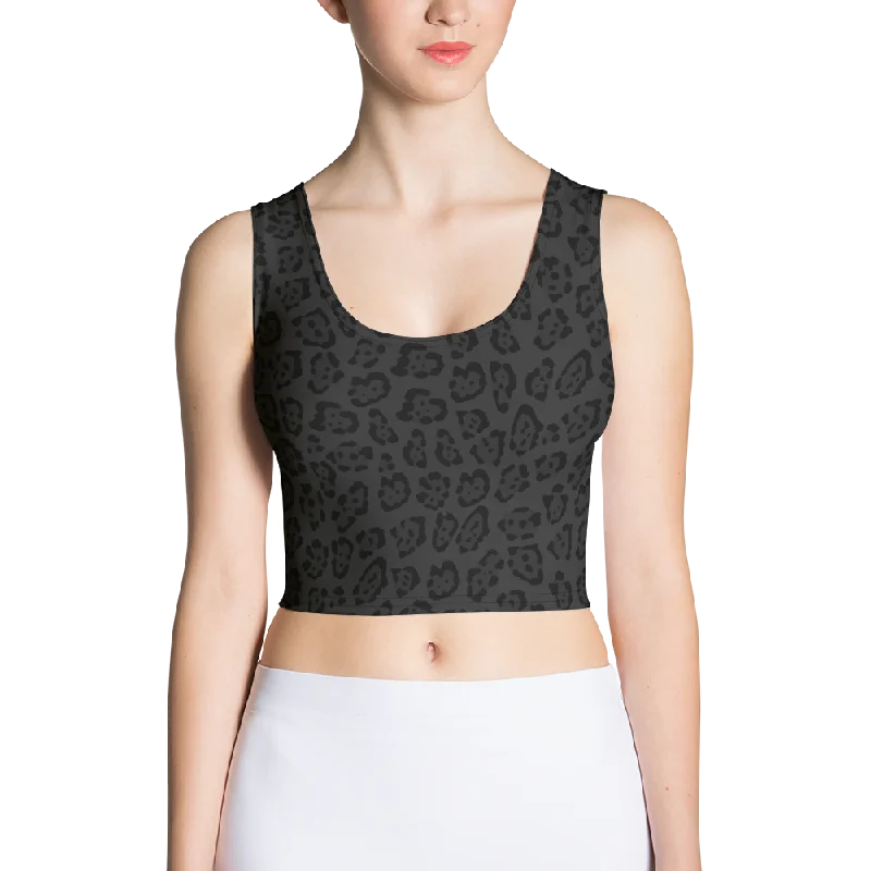 New In This Season Black Jaguar Crop Tank Top