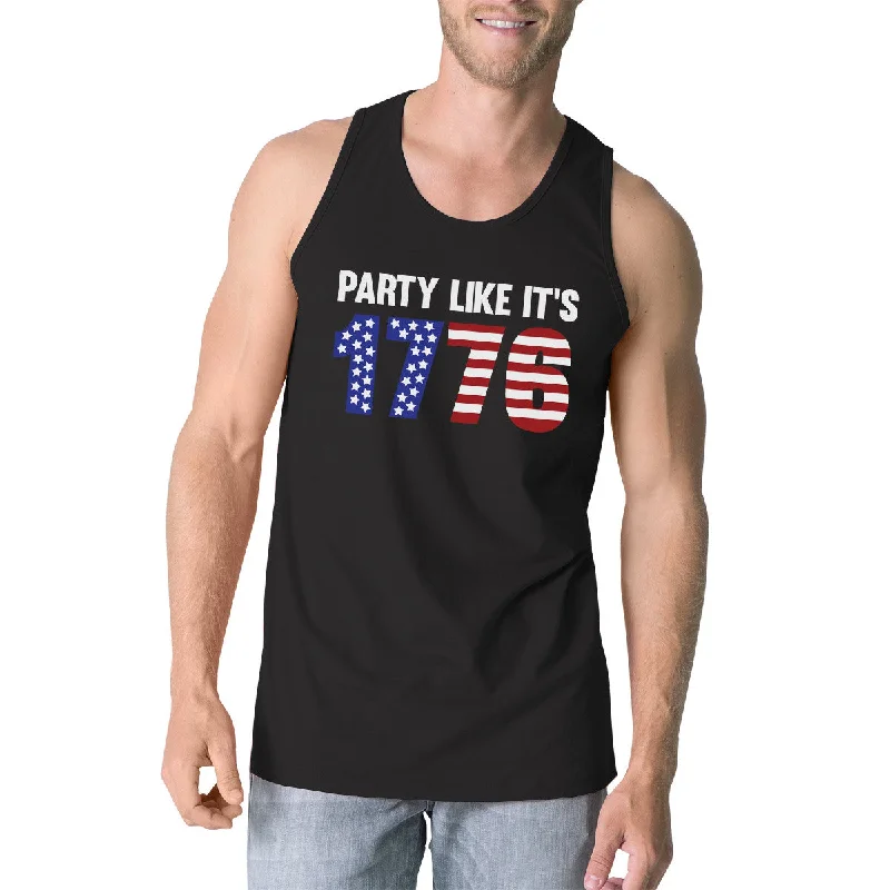 Women's Trendy Outfit Party Like Its 1776 Funny Independence Day Mens Black Graphic Tanks