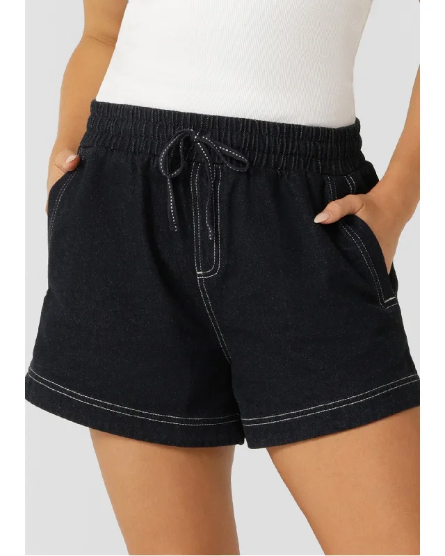 Shop The Hottest Deals Lorna Jane Off Duty Denim Pull on Shorts - French Navy