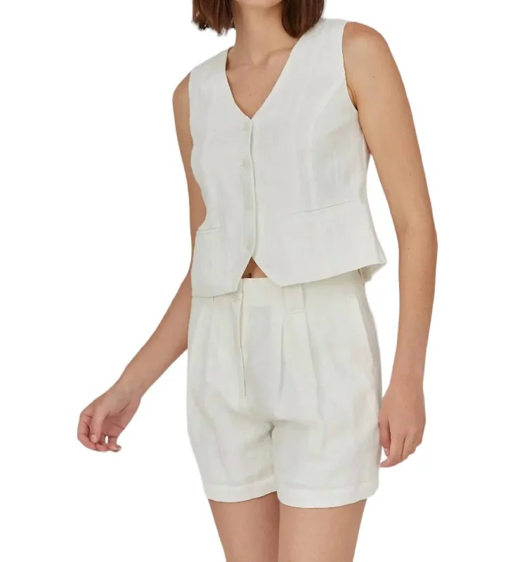 Affordable Luxury Fashion Pleated Linen Shorts In White