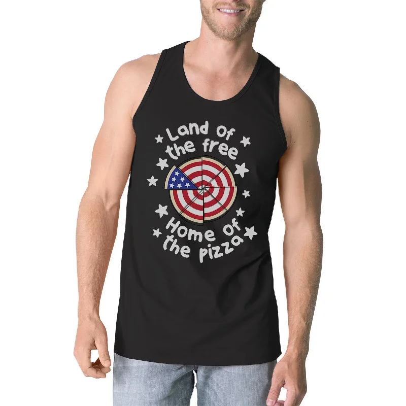 Trendy Threads Home Of The Pizza Funny Design Independence Day Tank Top For Men