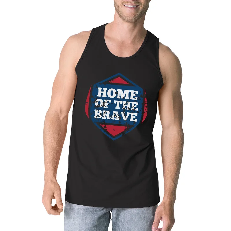 Shop Sale Items Home Of The Brave Black Cotton Unique Graphic Tank Top For Men