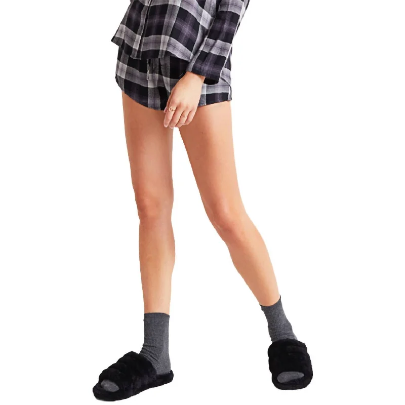 Women's Resort Apparel Flowy Sleep Shorts In Black Plaid