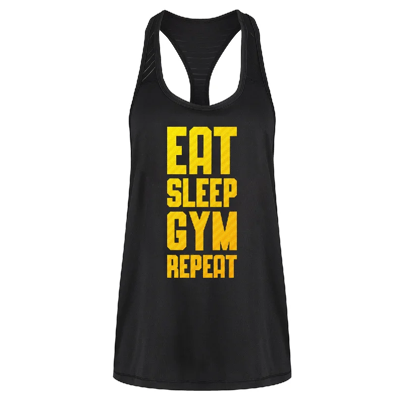 Charming Women's Holiday Apparel Eat Sleep Gym Repeat Mesh Racerback Vest