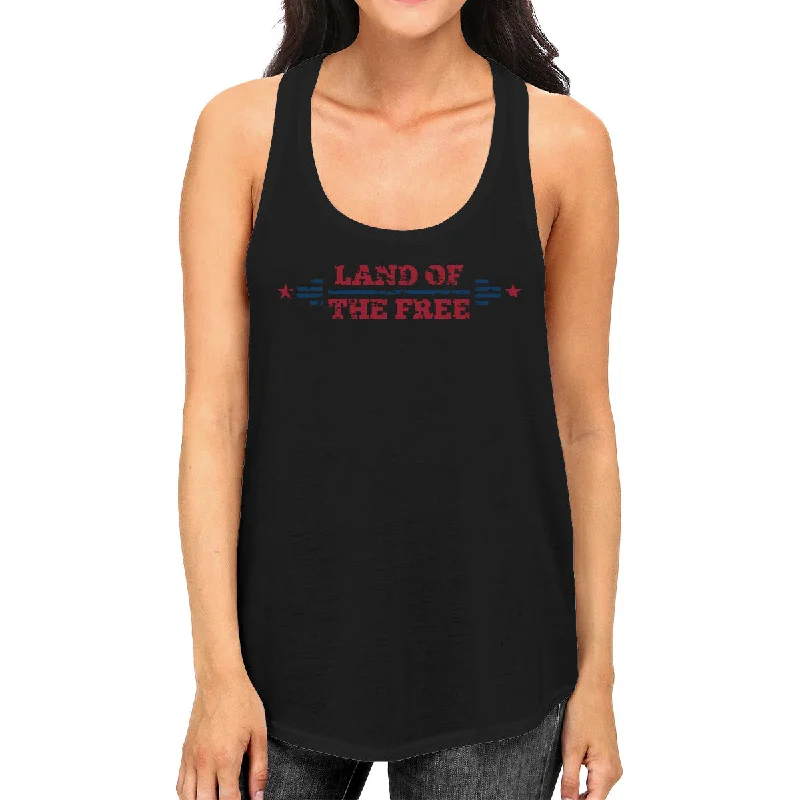 Sustainable Fashion Clothing For Women Land Of The Free Womens Black Crewneck Tank Top 4th Of July Gift