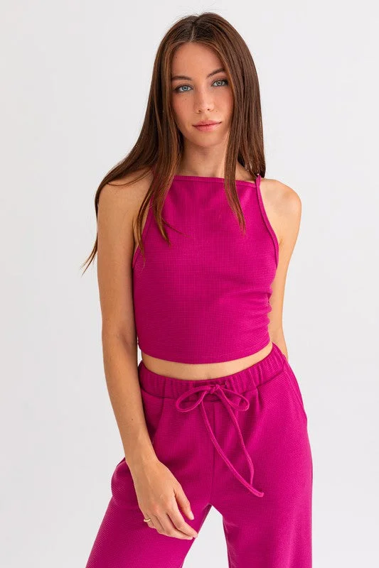 Discover Promotions Berry Blaze Knit Crop Tank Top - Final Sale