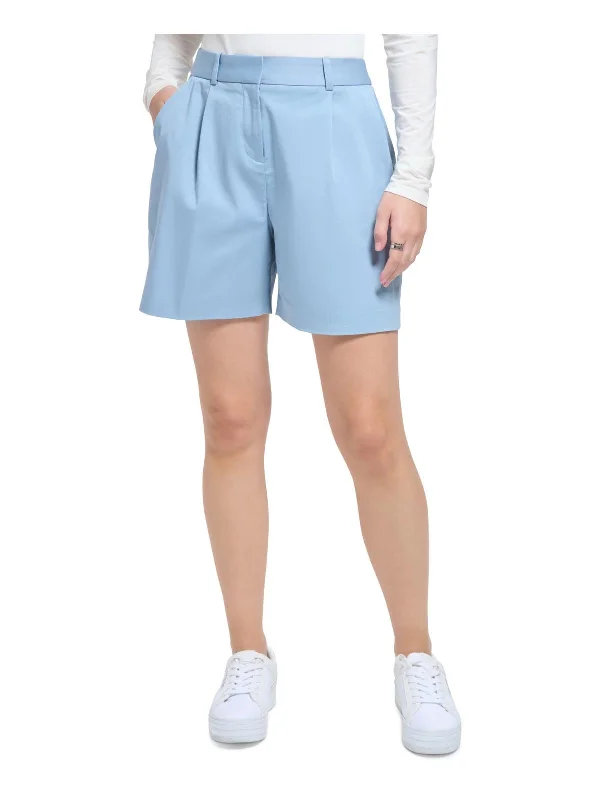 Premium Style Offers Womens Pleated Pockets High-Waist Shorts