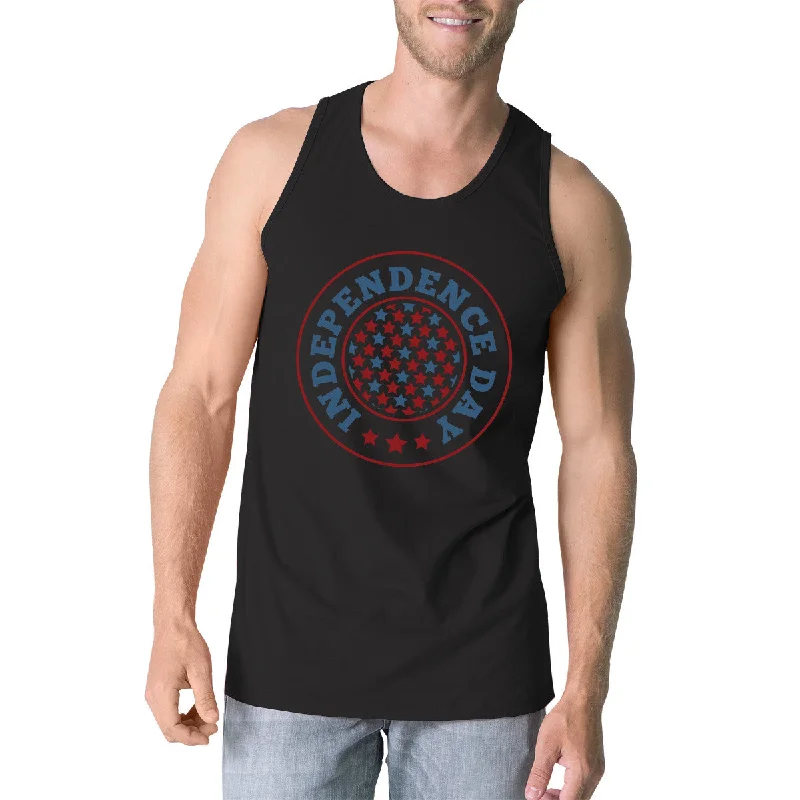 Limited Time Offers Independence Day Mens Black Crewneck Cotton Graphic Tanks For Him