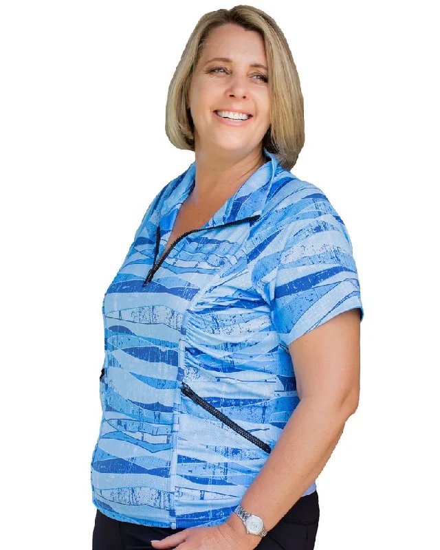 Modern Women's Clothes Stay Cool Short Sleeve Top - Blue Print