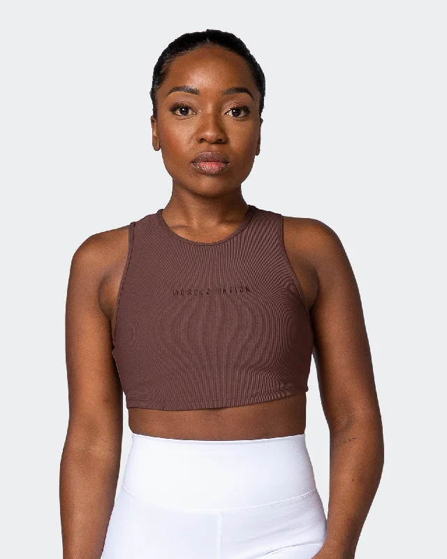 Charming Everyday Clothing For Women Off Duty Rib Cropped Tank - Coffee