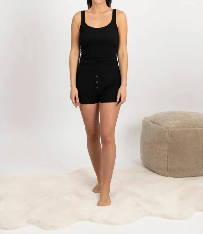 Women's Casual Apparel For Weekends Ribbed Bamboo Shorts In Black