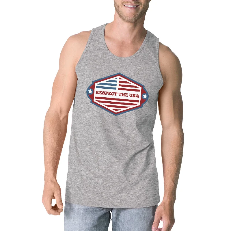 The Good Stuff Respect The USA Mens Gray Sleeveless Shirt Funny 4th Of July Tanks