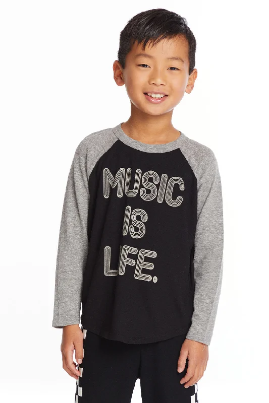 Sophisticated Style Offers Music Is Life Boys Baseball Tee