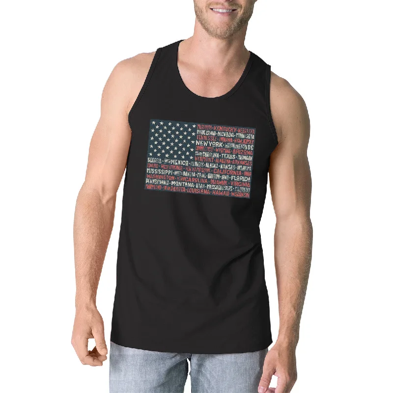 Stupidly Low Prices 50 States Us Flag Mens Black Tank Top Funny 4th Of July Cotton Tank