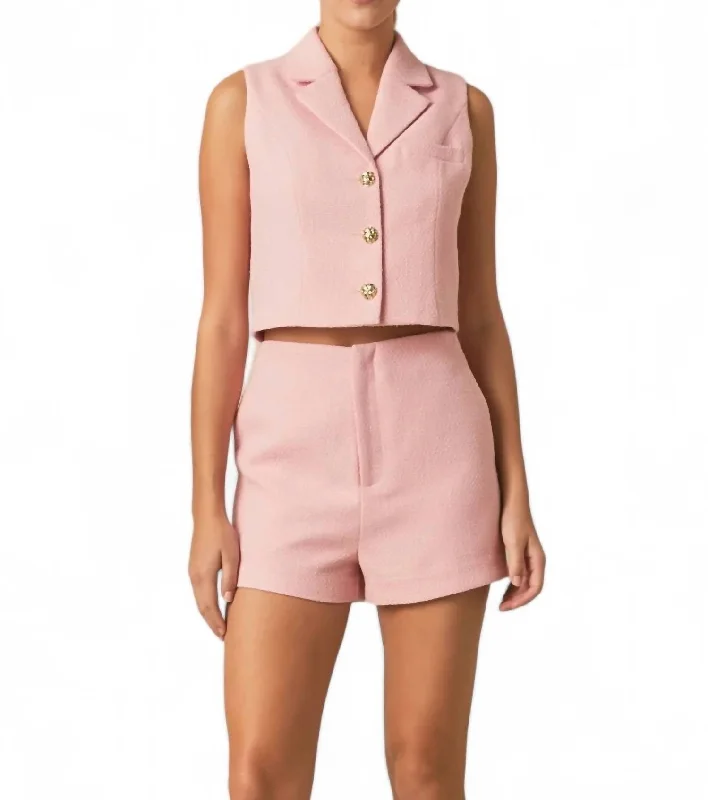 Casual Chic Deals Vera Tweed Shorts In Pink