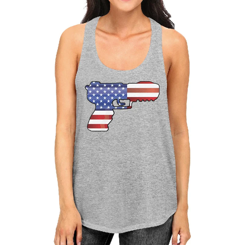 Modern Women's Outfit Pistol Shaped Flag Unique Design Womens Racerback Graphic Tank Top