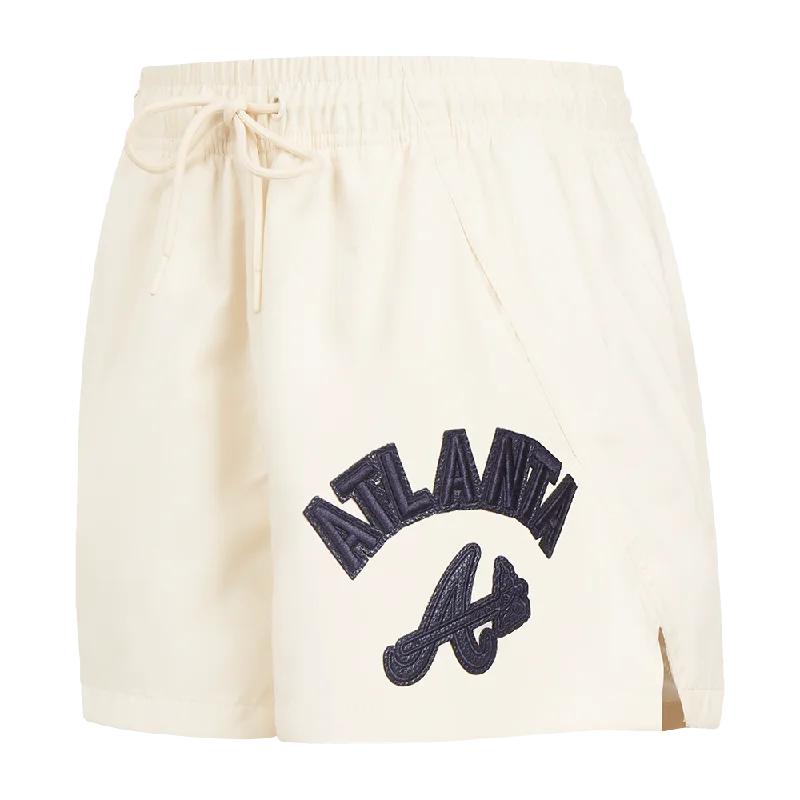 Affordable Luxury Fashion MLB ATLANTA BRAVES TRIPLE TONAL WOVEN WOMEN'S SHORT (EGGSHELL)