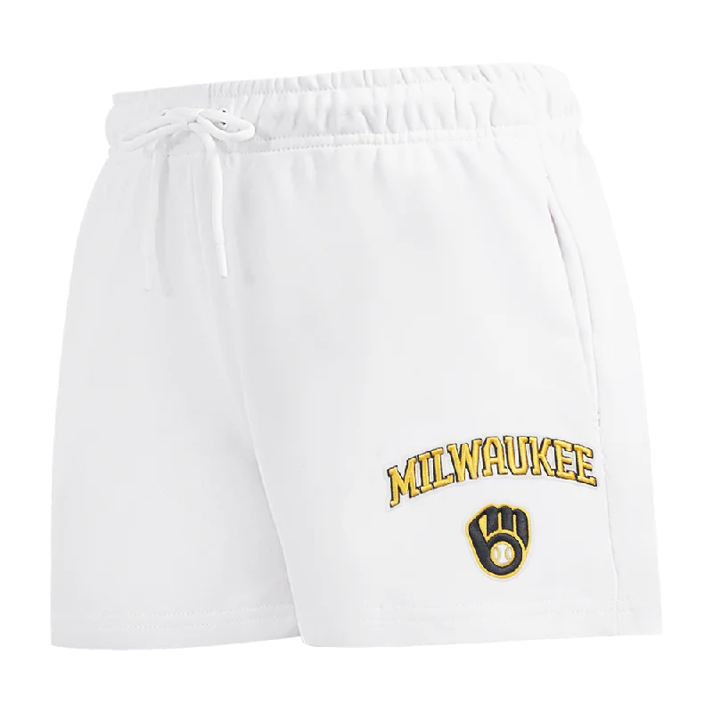 Huge Discounts This Week MLB MILWAUKEE BREWERS CLASSIC WOMEN'S FLEECE SHORT (WHITE)