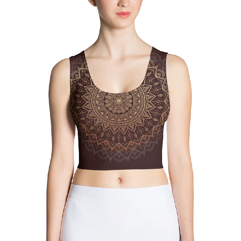 Polished Style Deals Sandalwood Mandala Crop Tank Top