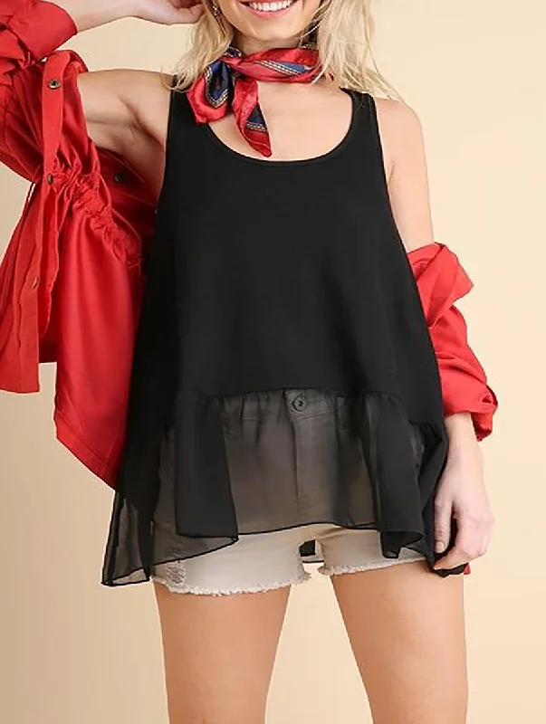 Comfortable Lounge Clothing Ruffled Up Ribbed Tank Top