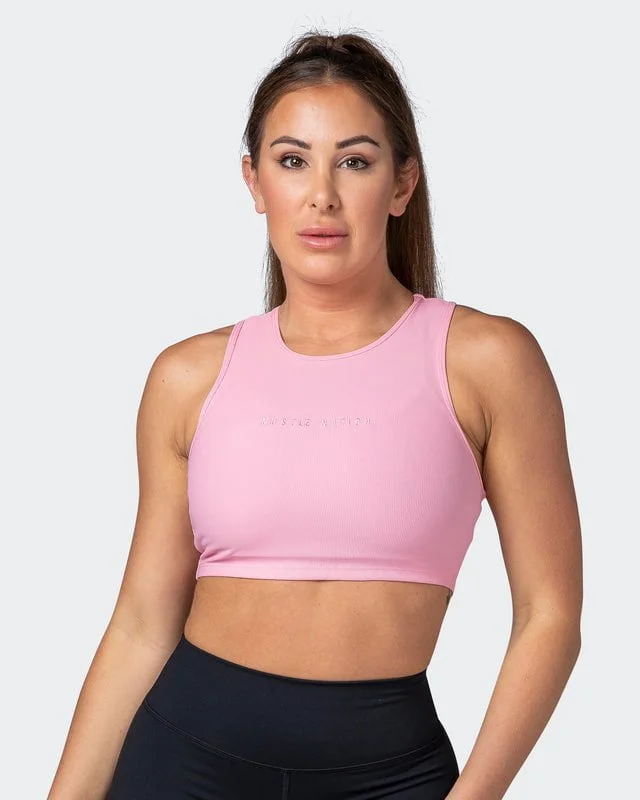 Women's Clothing For Work Off Duty Rib Cropped Tank - Strawberry Pink