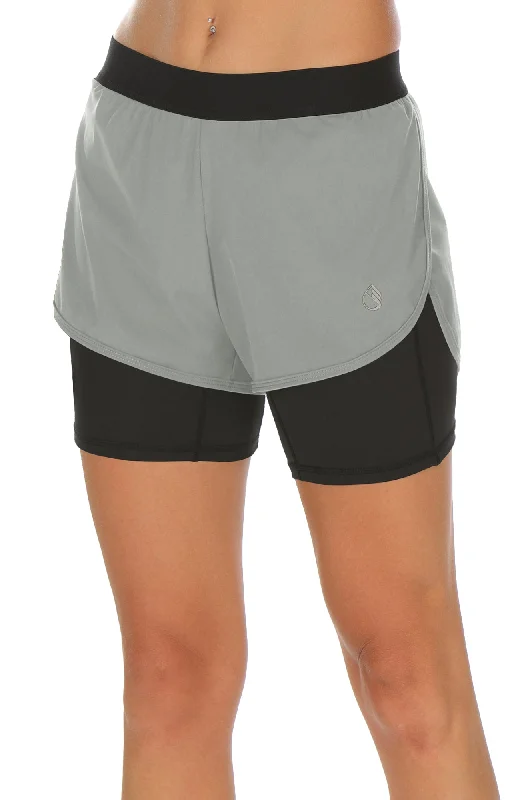 Sophisticated Style Offers icyzone Workout Running Shorts with Pockets - Women's Gym Exercise Athletic Yoga Shorts 2-in-1