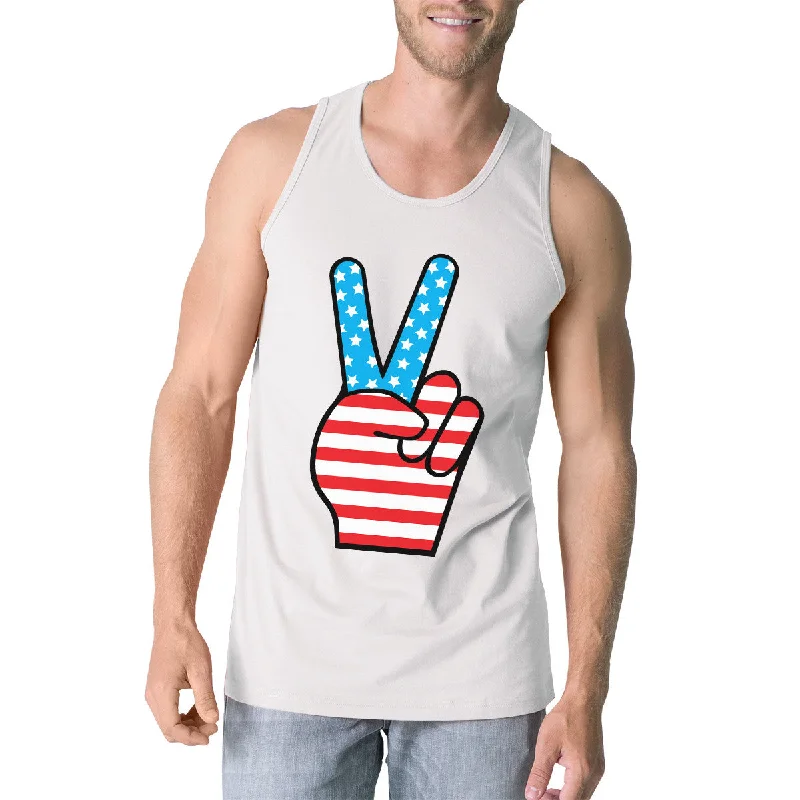 Fashion Frontiers Peace Sign Cute American Flag Tank Top For Men 4th Of July Special