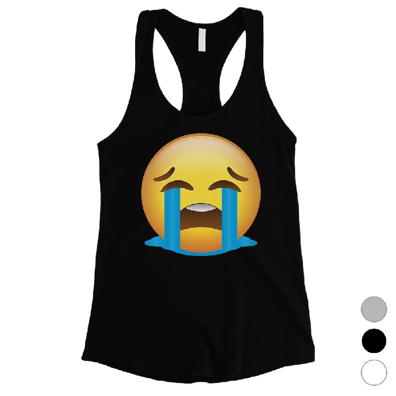 Chic Women's Garments Emoji-Crying Womens Emotional Silly Down Simple Tank Top Costume