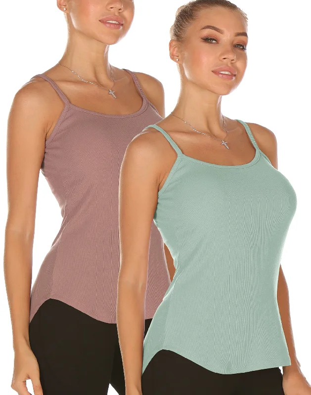 Stylish Deals icyzone Undershirts Tank Tops for Women - Spaghetti Adjustable Strap Cami Tops(Pack of 2)