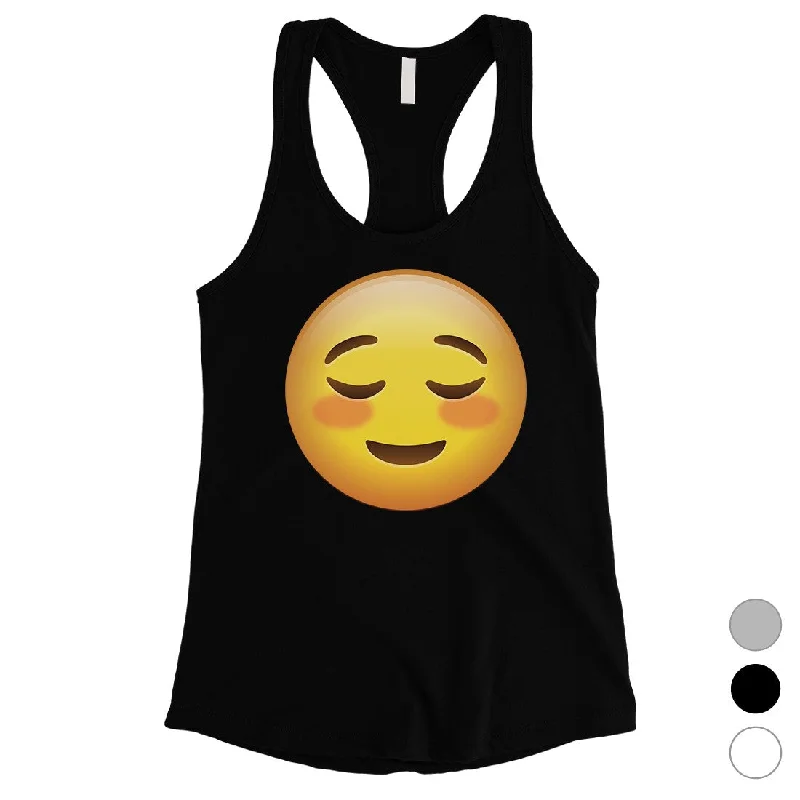 Women's Seasonal Garments Emoji-Blush Womens Silly Perfect Loving Simple Halloween Tank Top