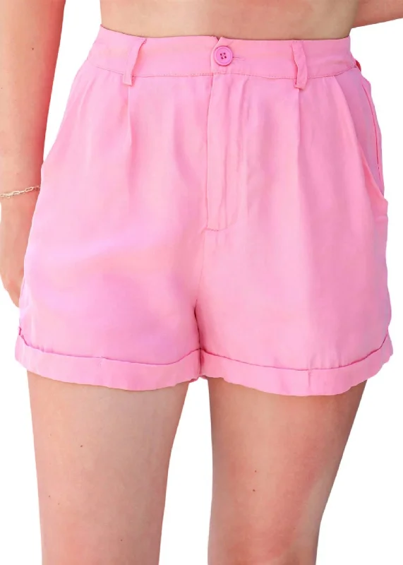 Women's Casual Wear Clothes Stay True Cuffed Shorts In Pink