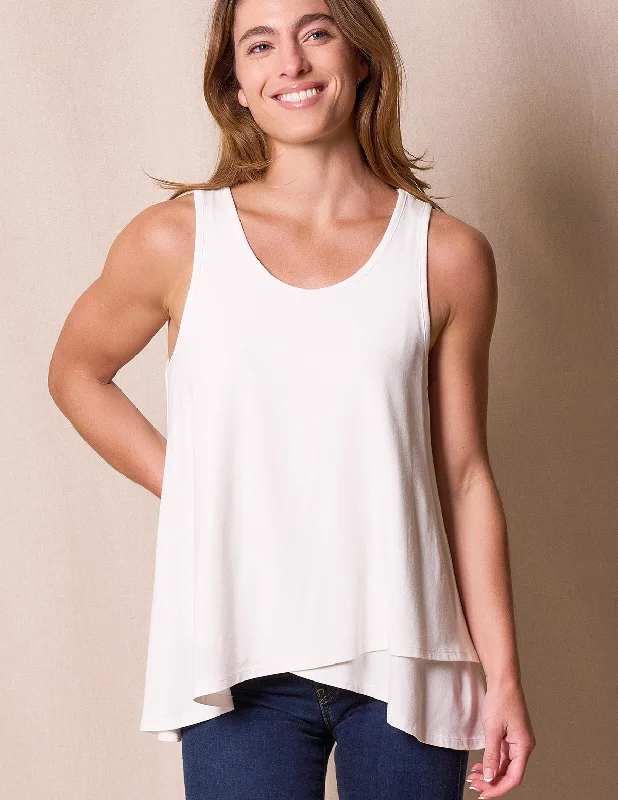 Modern Women's Apparel Bamboo / Organic Cotton Layered Tank - Soft White