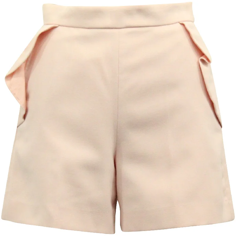 Fashion Frontiers Sandro Paris Ruffled Detail Shorts in Pink Polyester