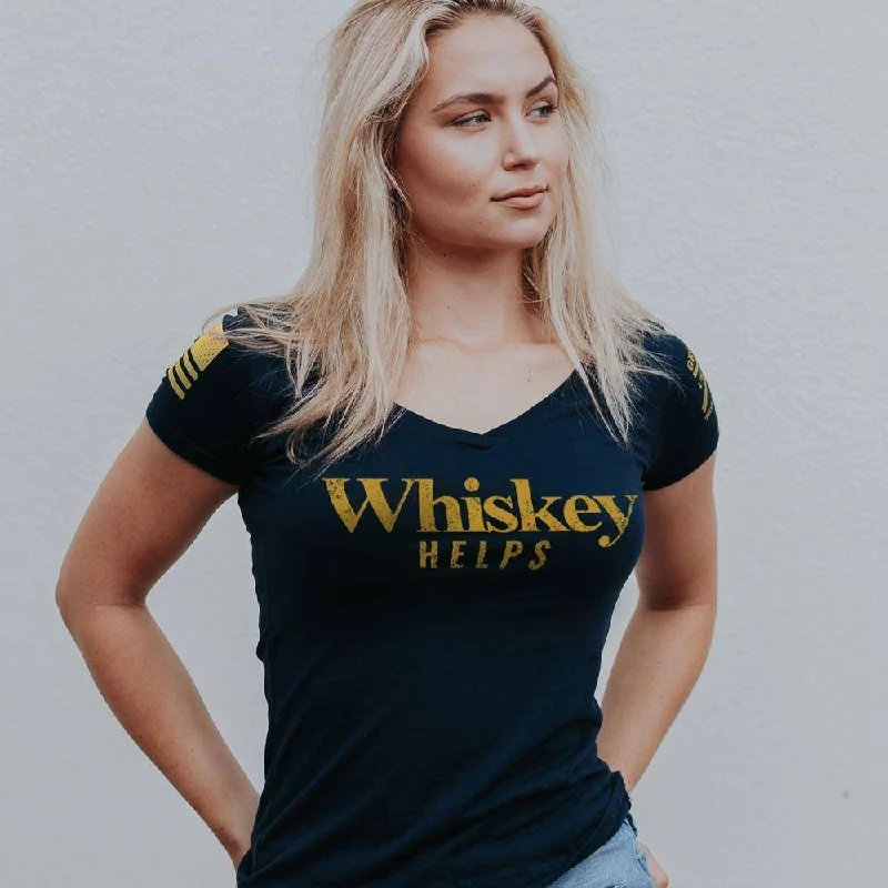 Women's Vintage-Inspired Outfit Women's Whiskey Helps™ V-Neck - Midnight Navy