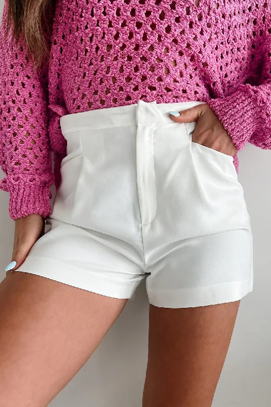 Minimalist Fashion Sale Spring Time Special High Waisted Tailored Shorts (White)