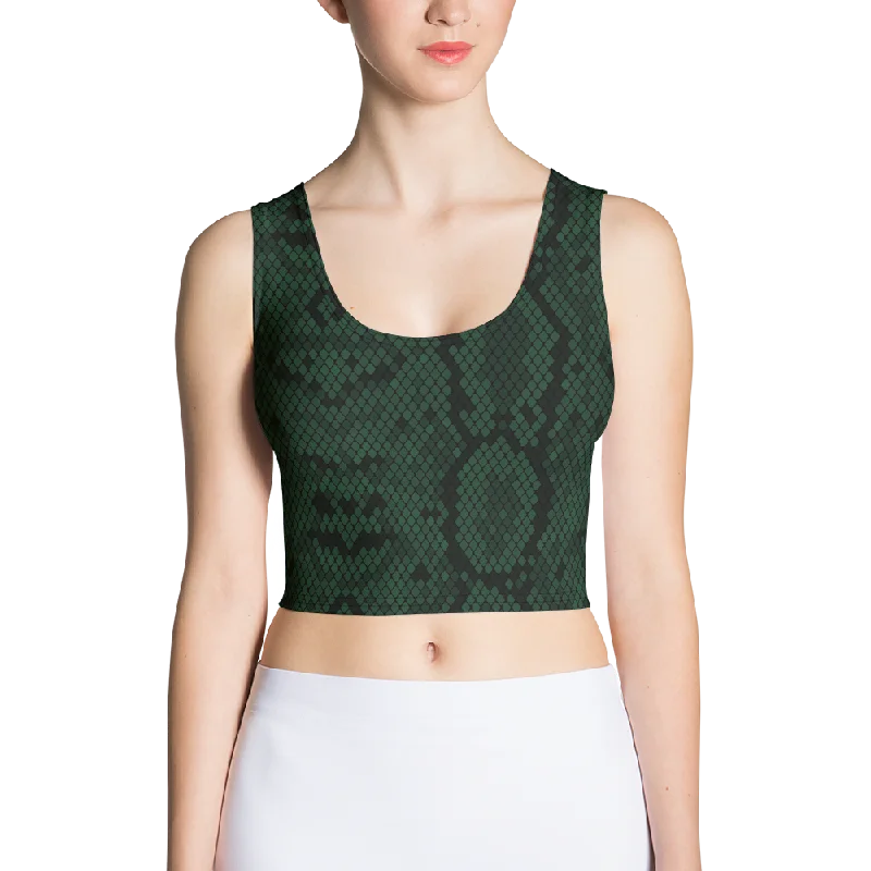 Limited Stock Green Python Crop Tank Top