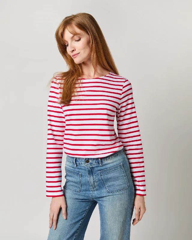 Women's Seasonal Clothes Modern Minquiers Tee in Neige/Tulip Stripe