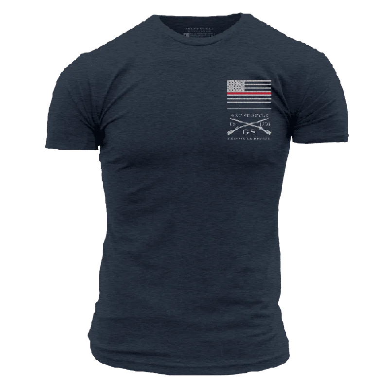 Women's Athletic Clothes Red Line Flag Basic T-Shirt - Midnight Navy