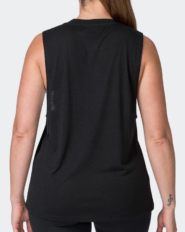 Women's Vacation Outfit Worldwide Drop Arm Tank - Black