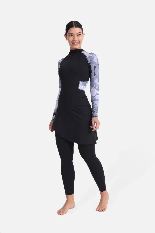 Budget Friendly Black Camouflage Burkini Set