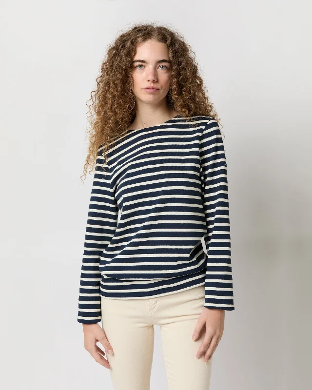 Women's Clothes For The Office Modern Meridien Tee in Marine/Ecru Stripe