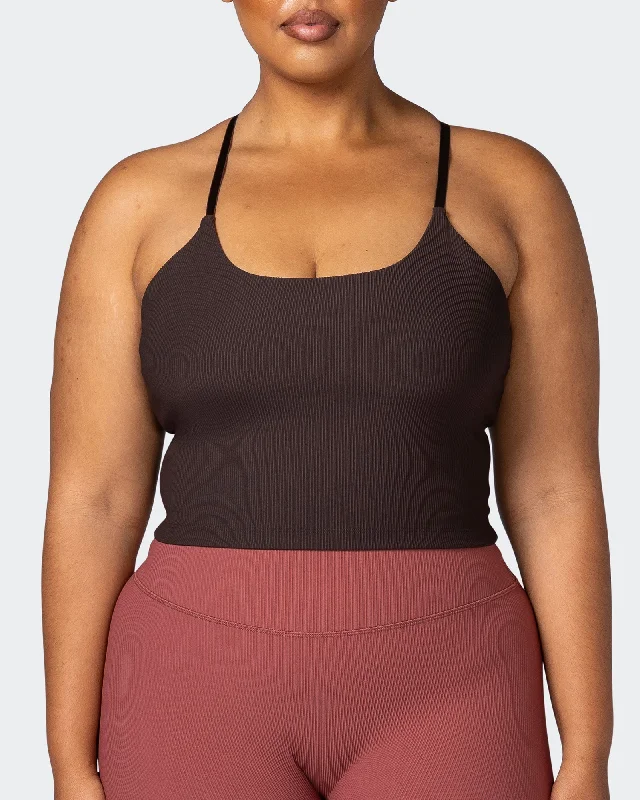 Women's Clothes For Work Events Summertime Rib Cropped Tank - Cocoa