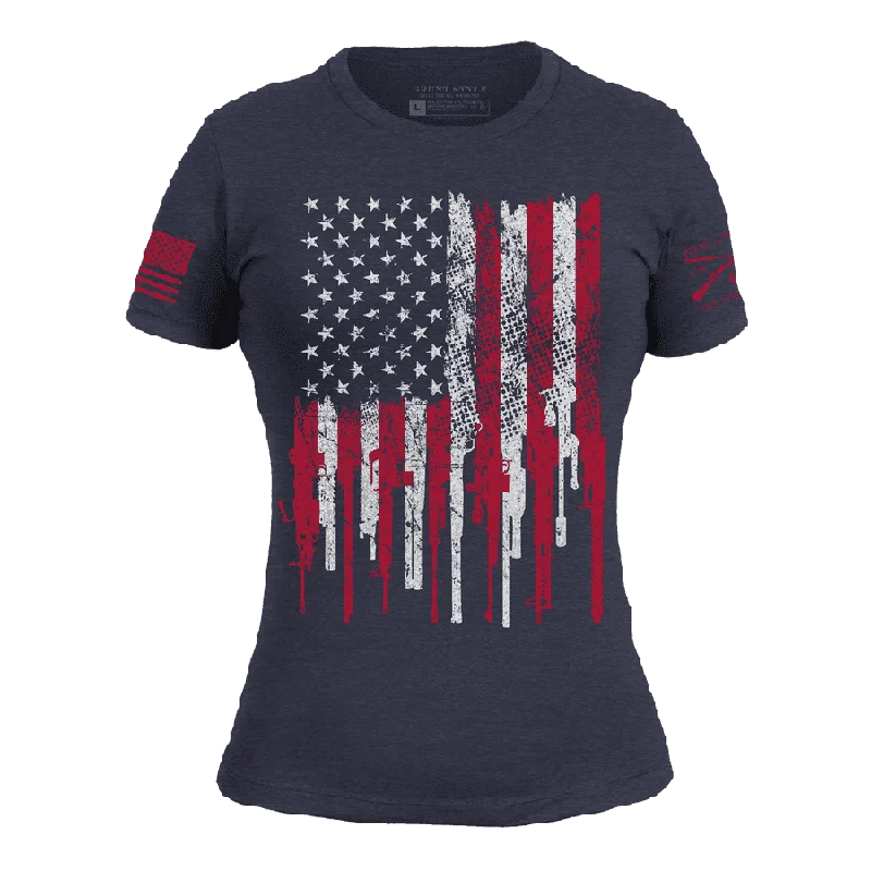 Chic And Trendy Women's 2A Stars and Stripes Slim Fit T-Shirt - Midnight Navy