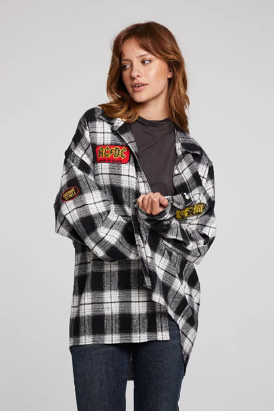 Cozy Chic Promotions AC/DC High Voltage Flannel Button Down