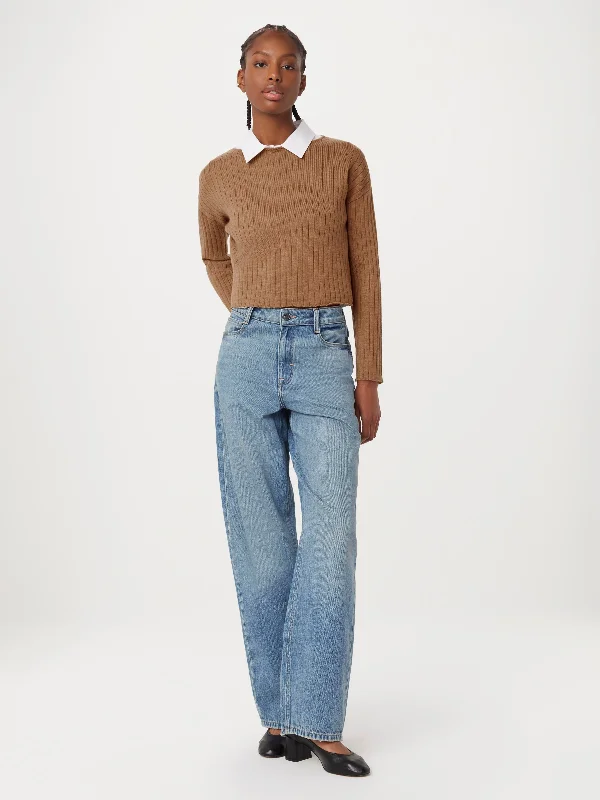 Timeless Women's Clothing The Merino Wool Cropped Sweater in Nutmeg