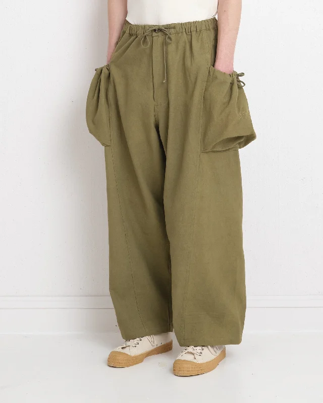 Women's Fashionable Attire For Work Salt Pants - Olive Slub