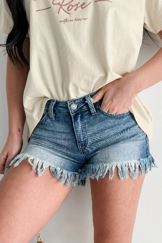 Trendy Fashion Sale Marlowe Mid Rise Frey Hem Kancan Shorts (Medium)